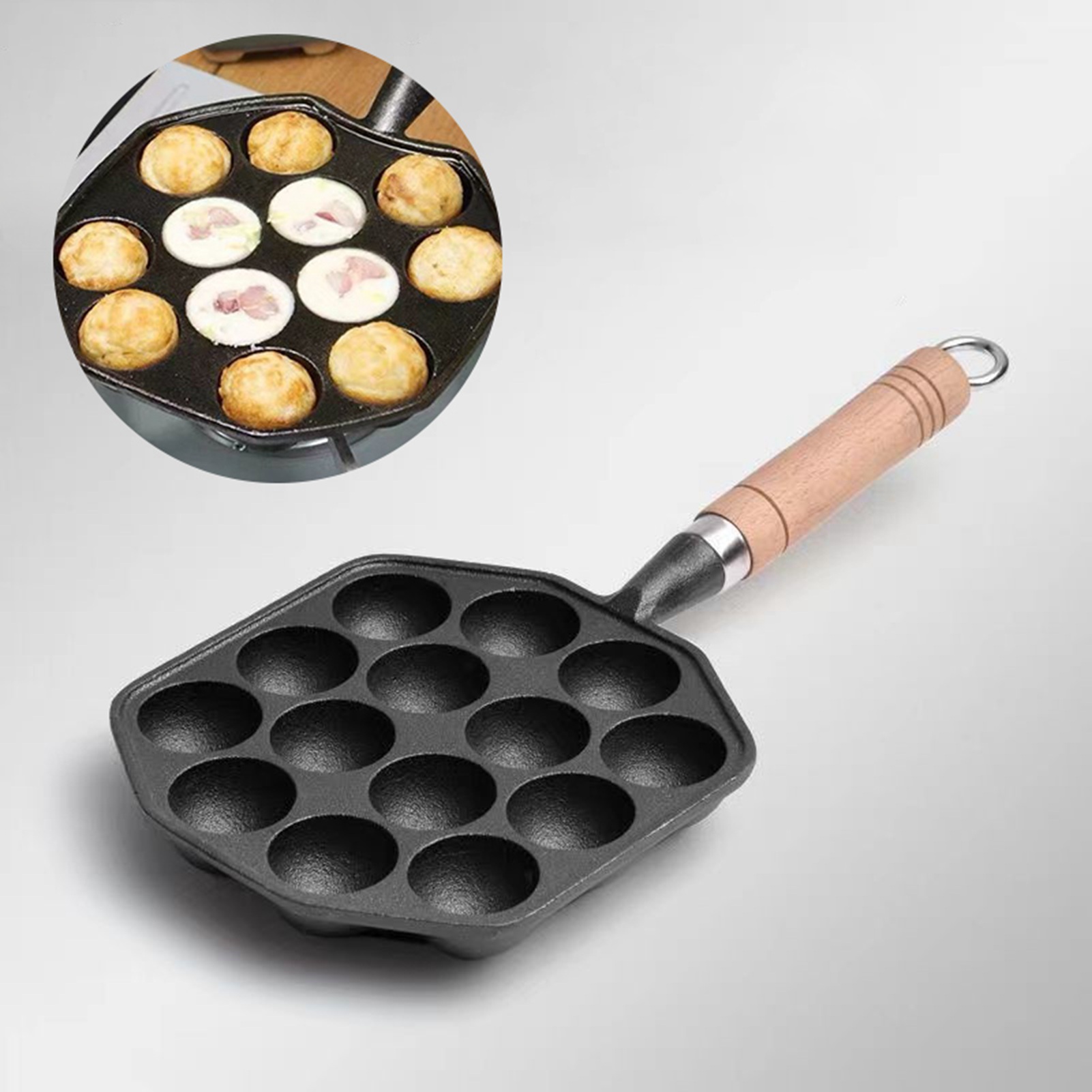 Takoyaki Grill Plate - 14 fori Takoyaki Pan antiaderente ghisa