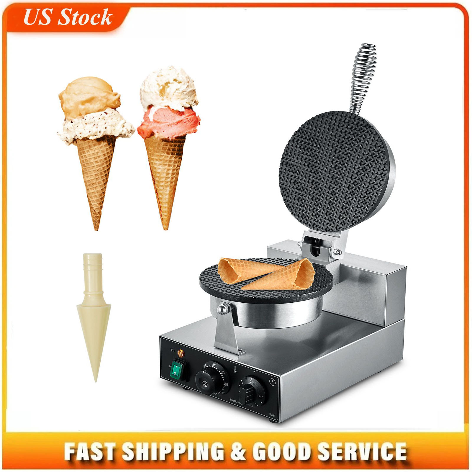Waffle Cone Maker - Macchina Elettrica per Coni Gelato, Commerciale